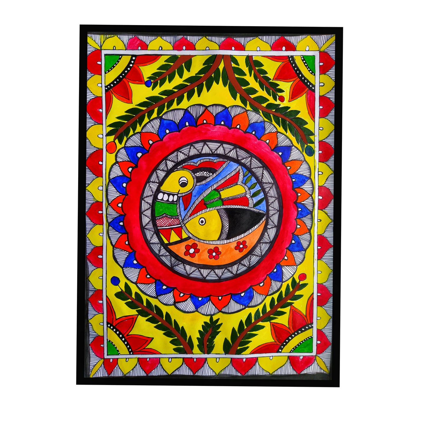 ORIGINAL HANDMADE MADHUBANI NATURE PAINTING