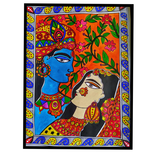 ORIGINAL HANDMADE RADHA KRISHNA MADHUBANI PAINTING