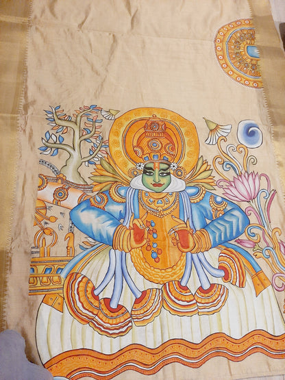 ORIGINAL HANDPAINTED KERALA KATHAKALI HERITAGE SAREE