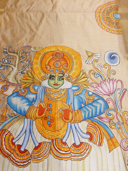 ORIGINAL HANDPAINTED KERALA KATHAKALI HERITAGE SAREE