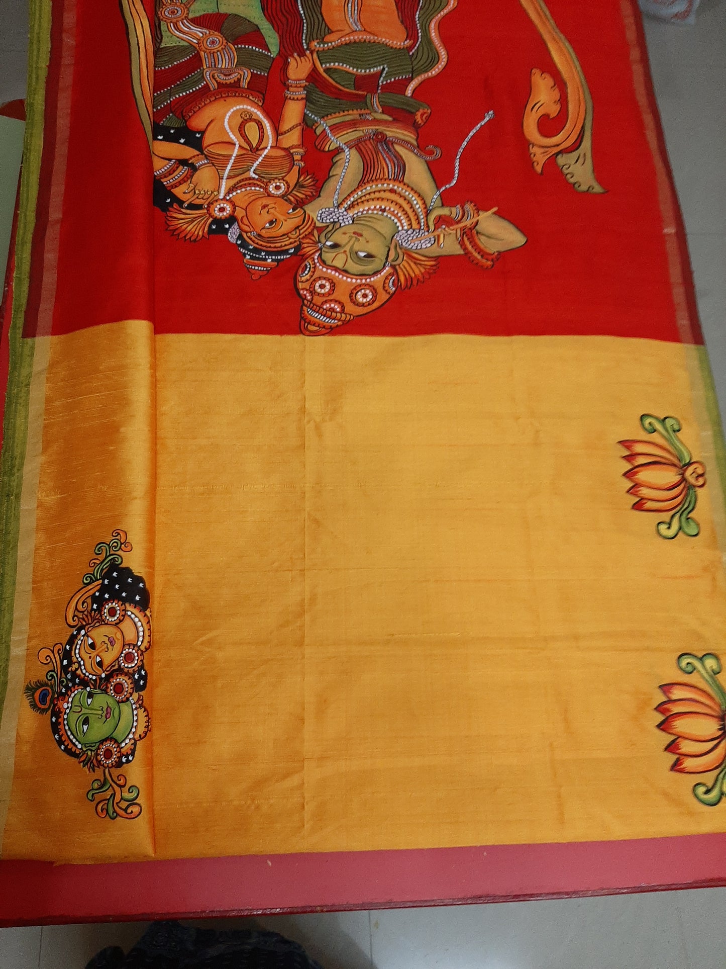 ORIGINAL HAND PAINTED RADHA KRISHNA HERITAGE SAREE