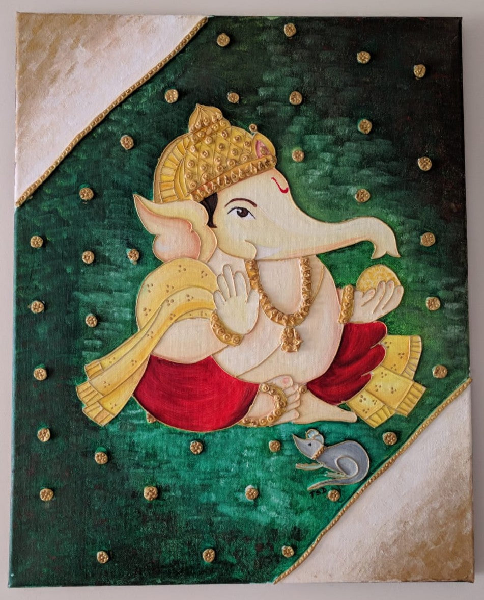 ORIGINAL HANDMADE GANESHA ART 3D PAINTING