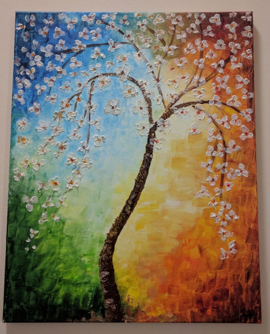 ORIGINAL HANDMADE COLORFUL BLOSSOM PAINTING