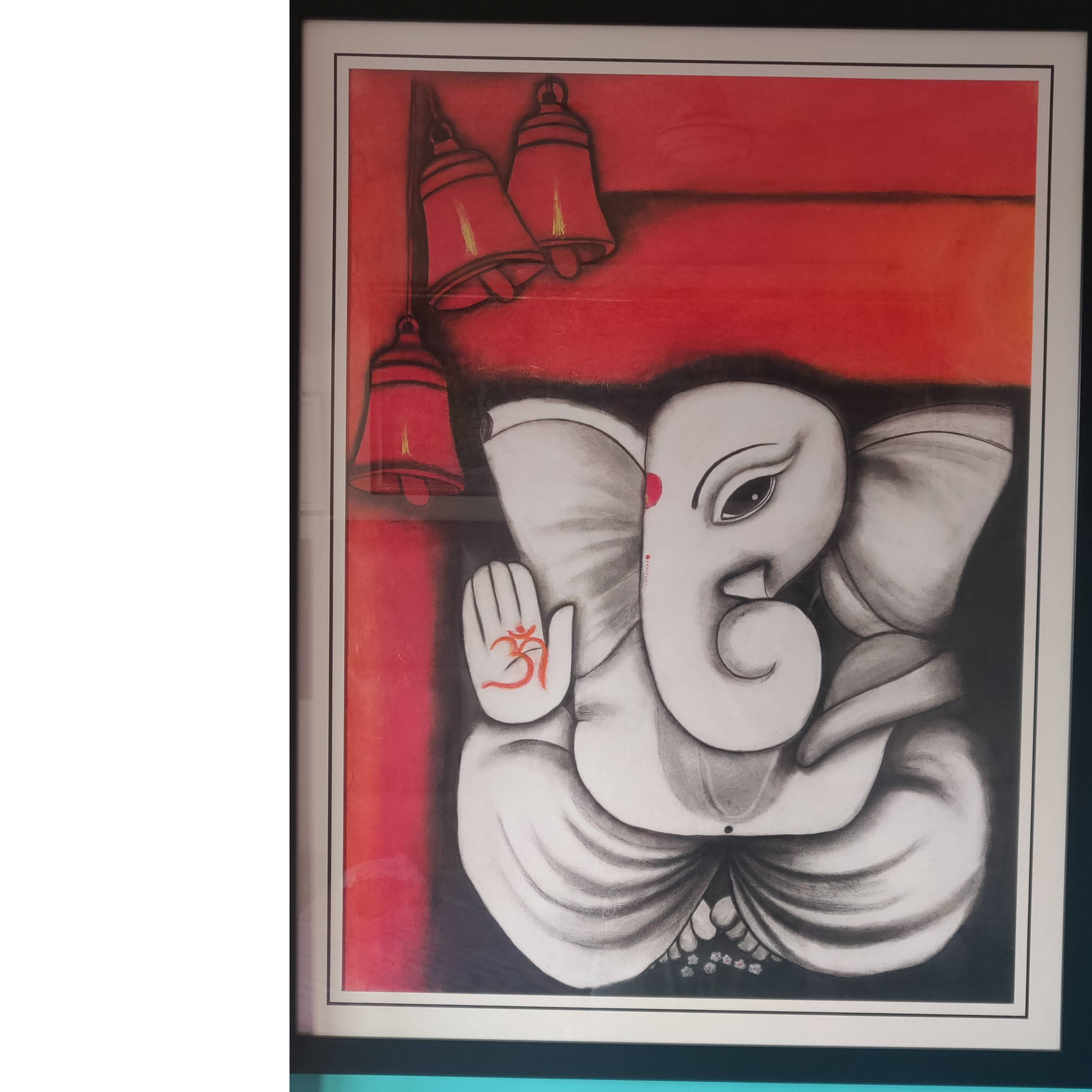 ORIGINAL HANDMADE BAPPA MORYA CHARCOAL PAINTING