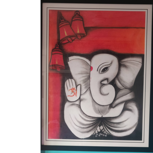 ORIGINAL HANDMADE BAPPA MORYA CHARCOAL PAINTING