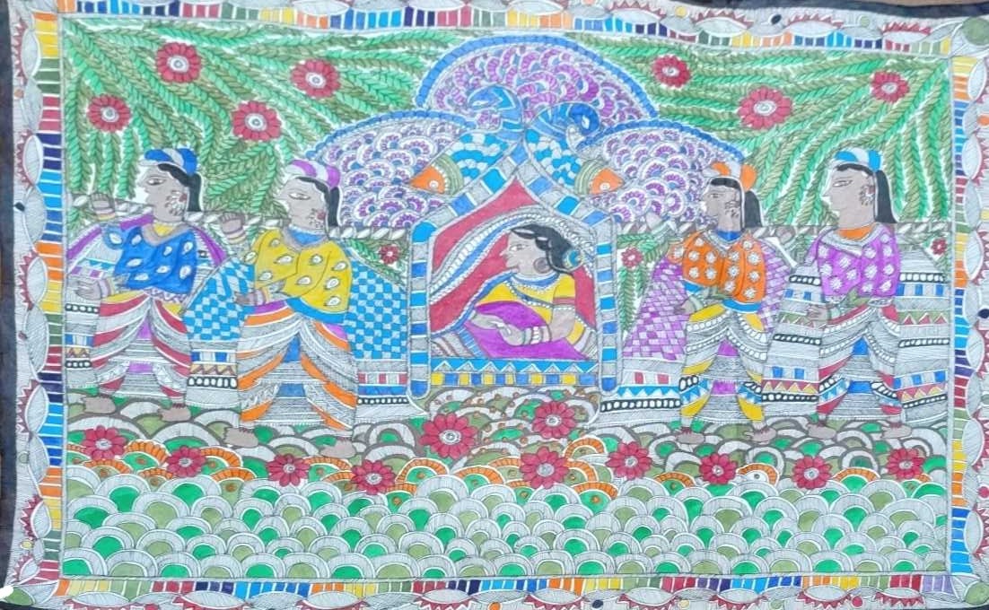 ORIGINAL HANDMADE DOLI KAHAAR MADHUBANI PAINTING