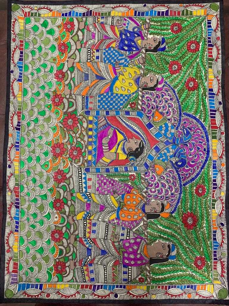 ORIGINAL HANDMADE DOLI KAHAAR MADHUBANI PAINTING