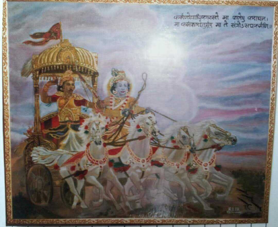 ORIGINAL HANDMADE KRISHNA ARJUN RATH PAINTING