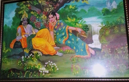 ORIGINAL HANDMADE RADHA KRISHNA WITH NATURE PAINTING