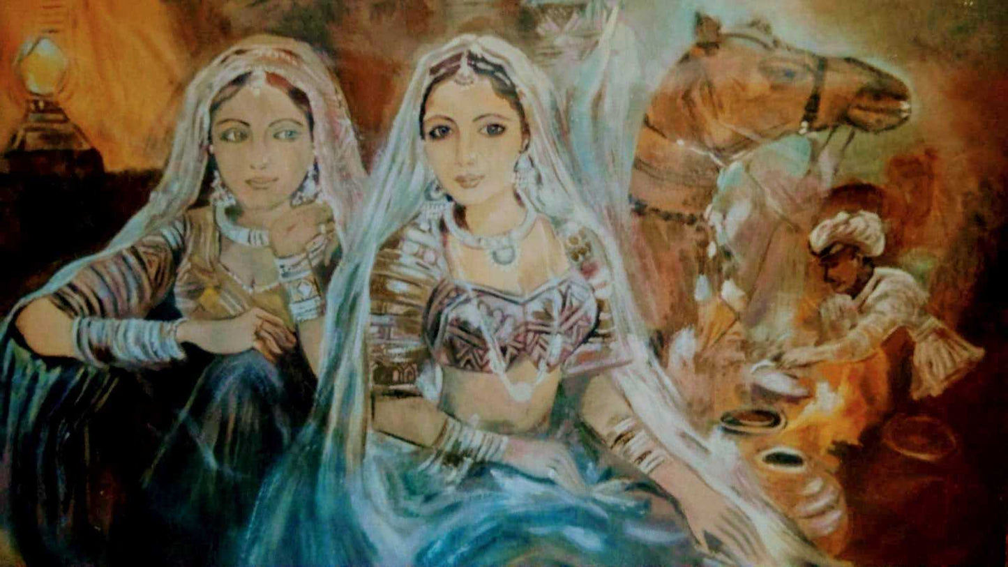 ORIGINAL HANDMADE RAJASTHANI WOMEN PAINTING