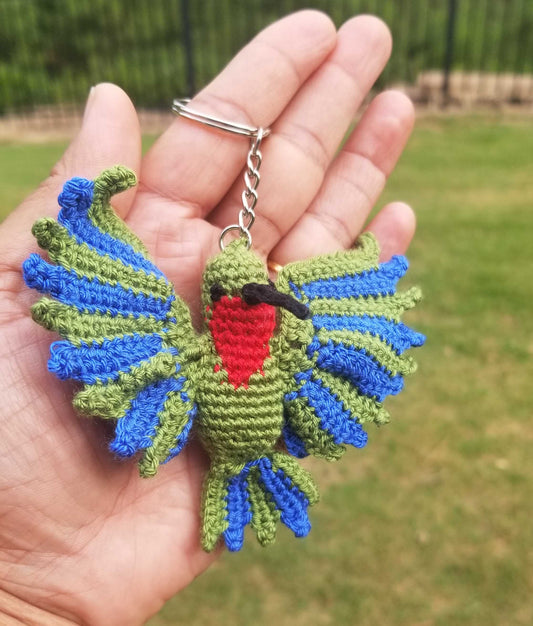 ORIGINAL HANDMADE CROCHET HUMMINGBIRD KEYCHAIN