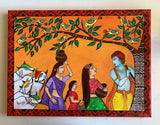 Original Handmade Radha Krishna Madhubani Painting