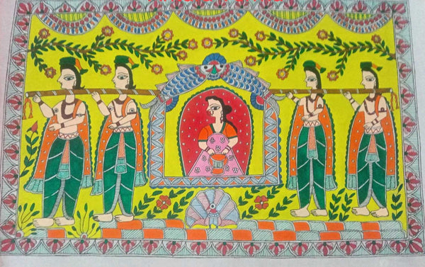 Original Handmade Madhubani Doli Kahar Painting