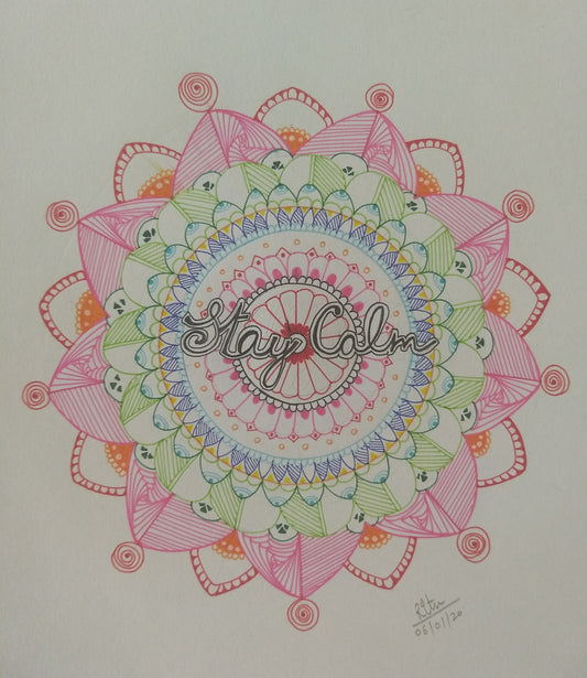 ORIGINAL HANDMADE COLORFUL STAY CALM MANDALA