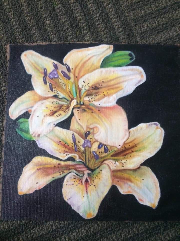 lily flower oil painting ORIGINAL HANDMADE LILY FLOWER OIL PAINTING