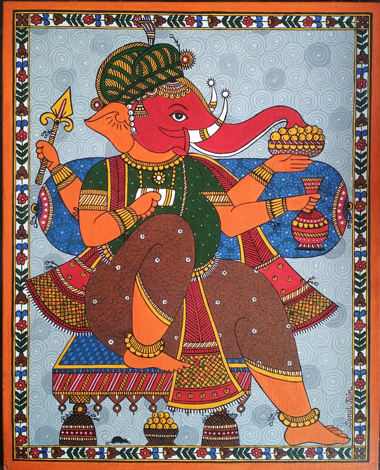 ORIGINAL HANDMADE LORD GANESHA PHAD STYLE