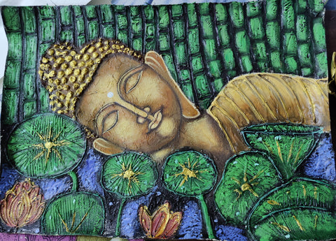ORIGINAL HANDMADE SLEEPING BUDDHA PAINTING