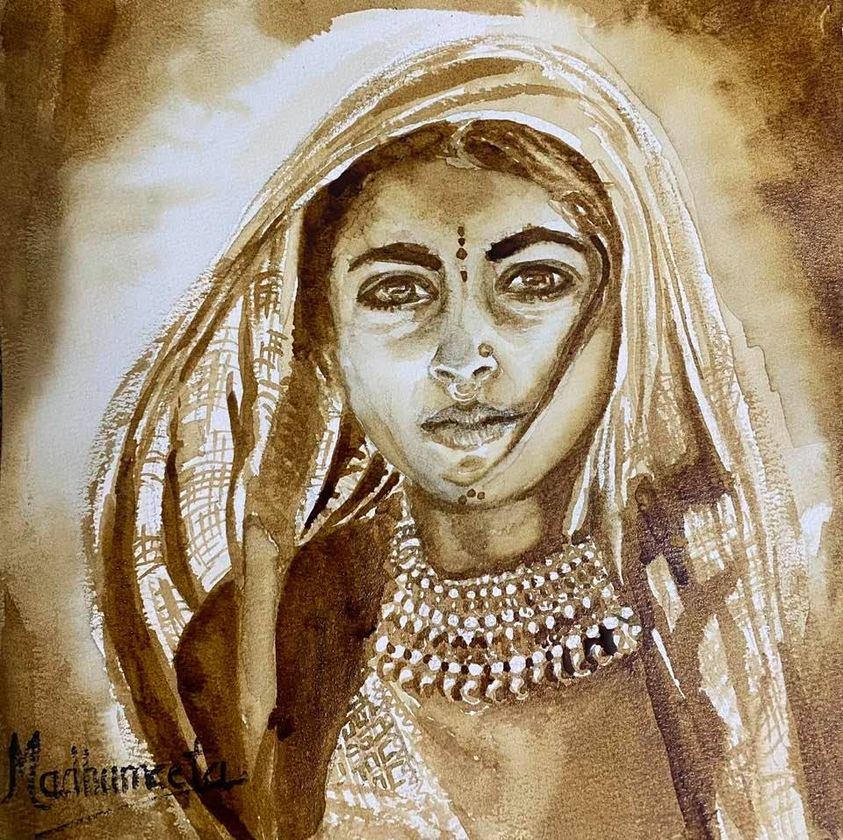 ORIGINAL HANDMADE ETHNIC GRACE COFFEE PAINTING