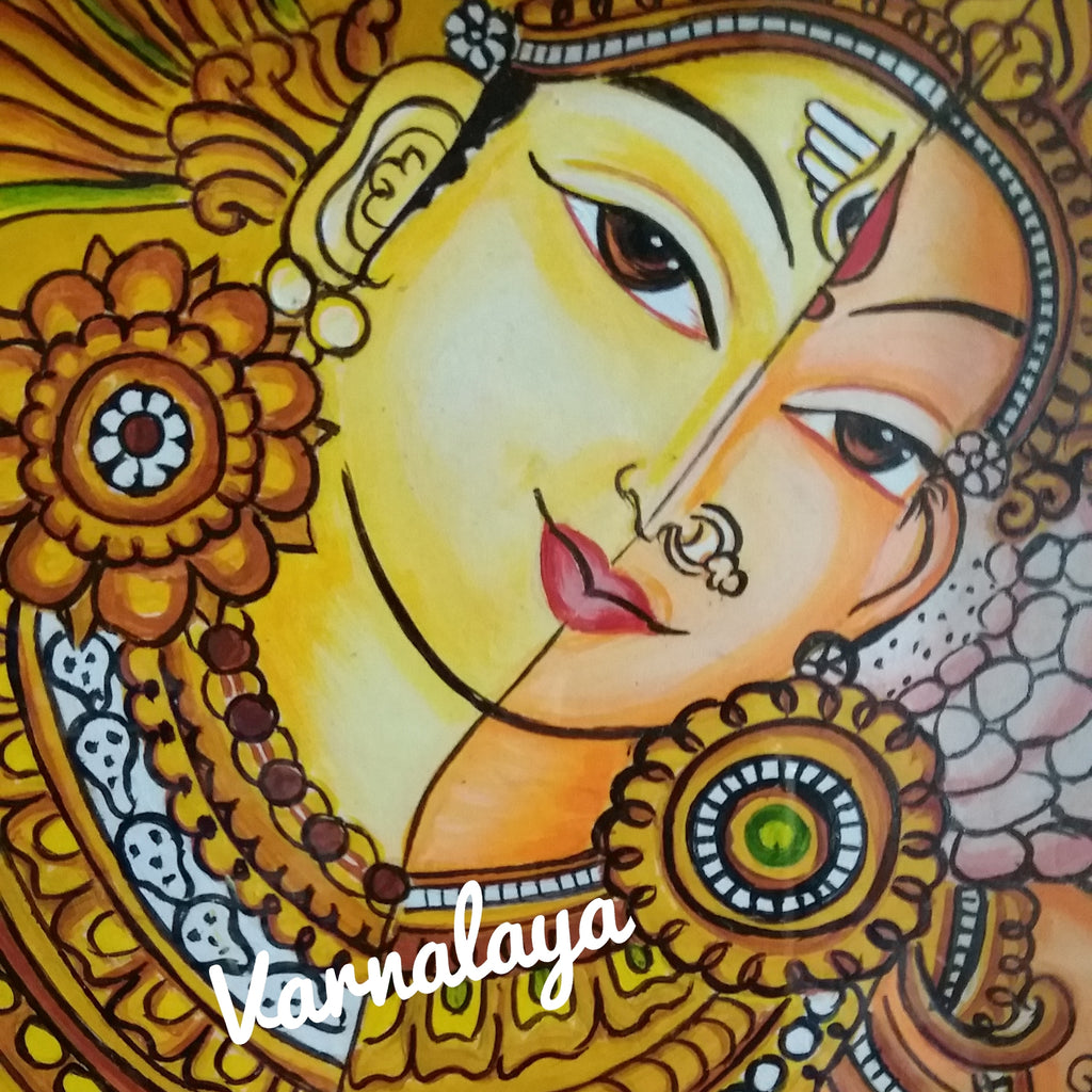 ORIGINAL HANDMADE ARDHANARISHWARA KERALA MURAL PAINTING ...