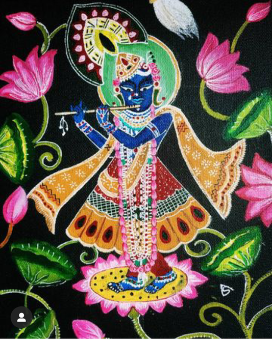 ORIGINAL HANDMADE KRISHNA PICHWAI SMALL PAINTING