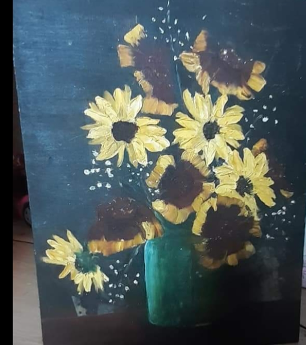 ORIGINAL HANDMADE SUNFLOWERS OIL PAINTING