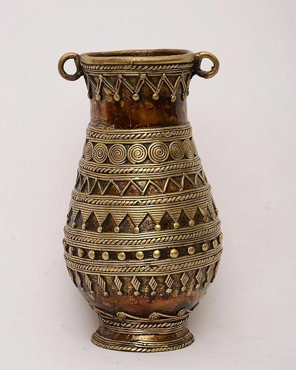 ORIGINAL HANDCRAFTED TRIBAL ART BRASS JUG