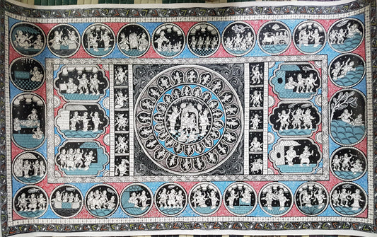 ORIGINAL HANDMADE KRISHNA PATTACHITRA PAINTING