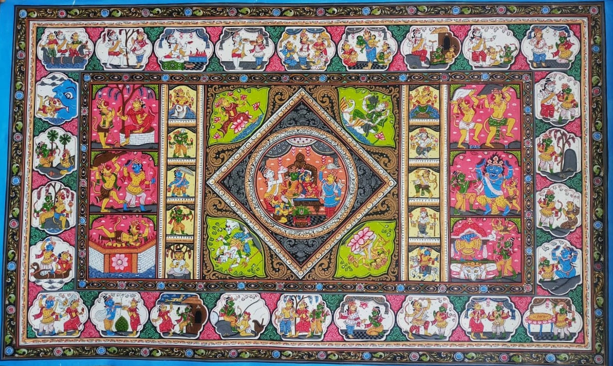 ORIGINAL HANDMADE RAMAYANA STORY PATTACHITRA PAINTING