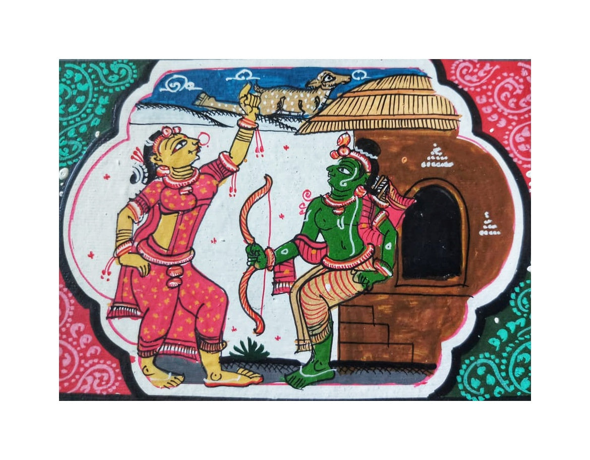 ORIGINAL HANDMADE RAMAYANA STORY PATTACHITRA PAINTING