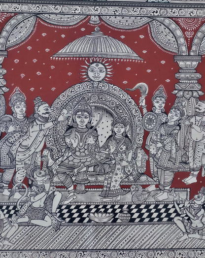 ORIGINAL HANDMADE EXTRA LARGE RAMAYANA PATTACHITRA PAINTING