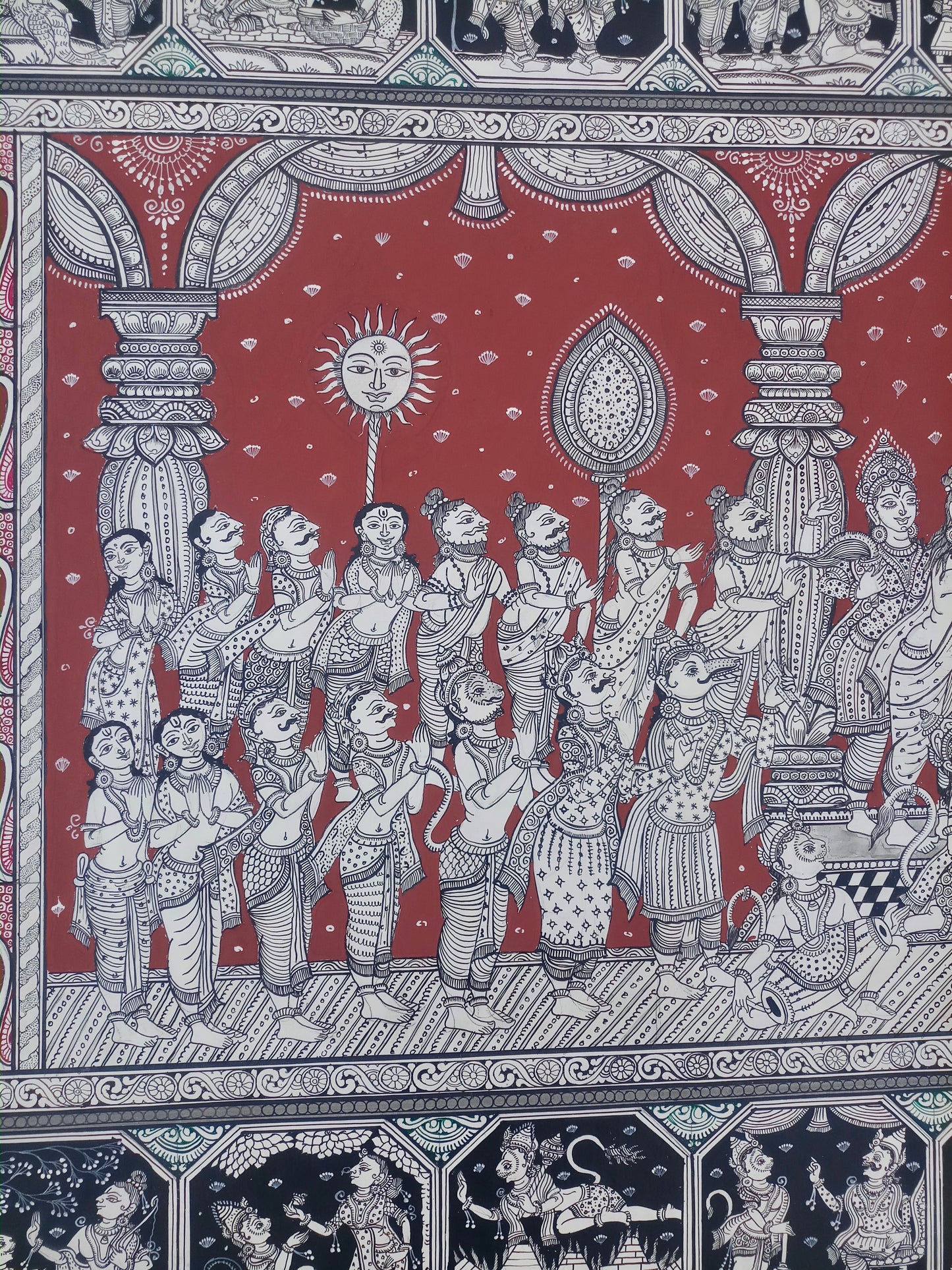 ORIGINAL HANDMADE EXTRA LARGE RAMAYANA PATTACHITRA PAINTING