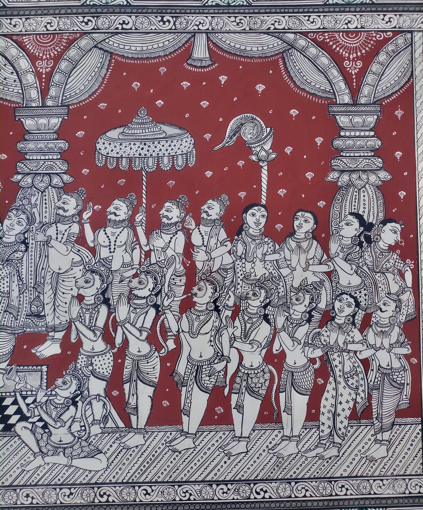 ORIGINAL HANDMADE EXTRA LARGE RAMAYANA PATTACHITRA PAINTING