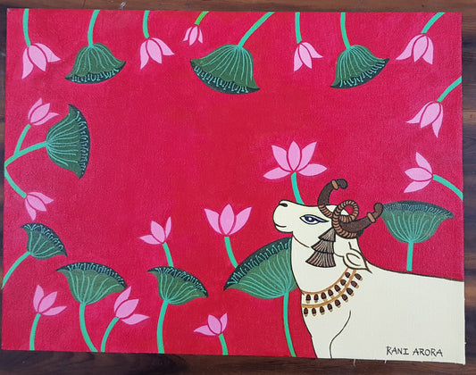 ORIGINAL HANDMADE KAMDHENU PICHWAI PAINTING