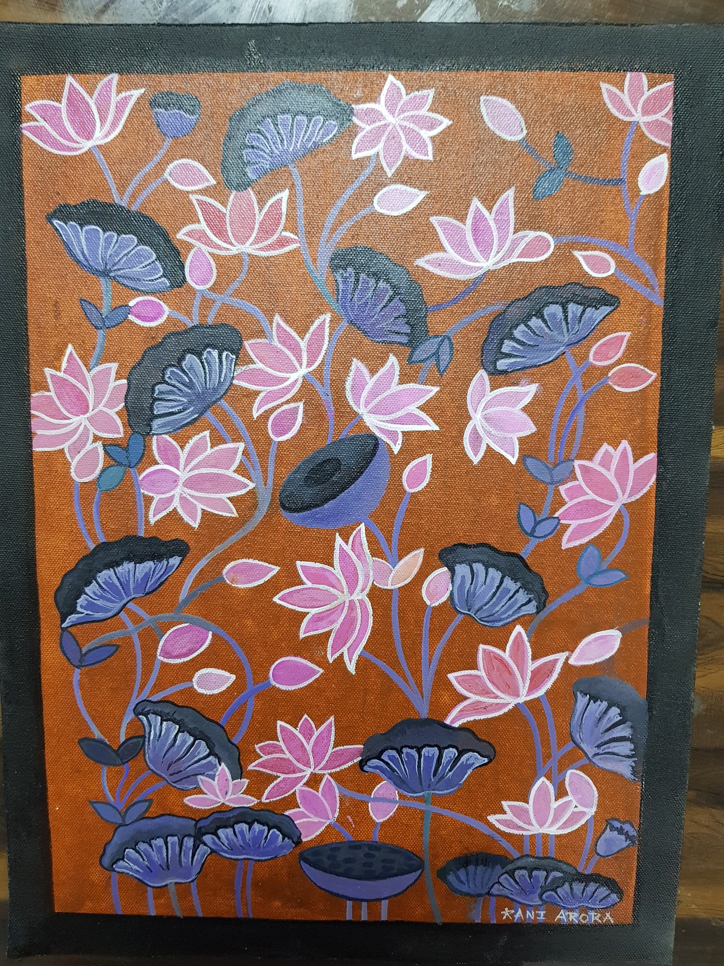 ORIGINAL HANDMADE FLOWERS PICHWAI PAINTING