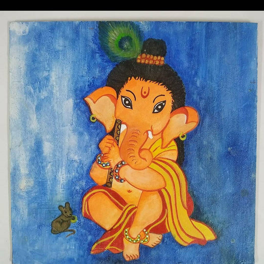 ORIGINAL HANDMADE BAAL GANESH PAINTING