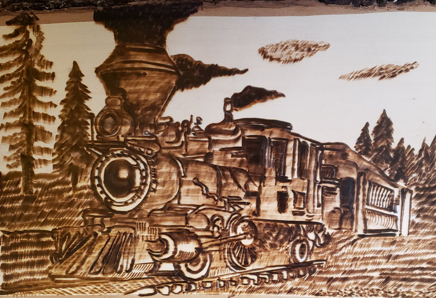 ORIGINAL HANDMADE RUNNING TRAIN WALL ART