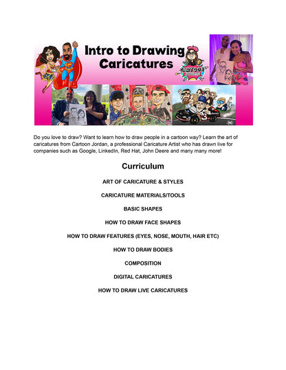 Caricature Drawing Online Workshop - 5 weeks