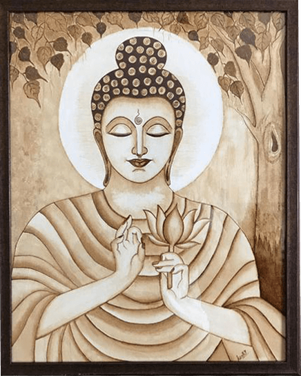 ORIGINAL HANDMADE BUDDHA COFFEE PAINTING