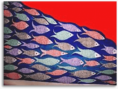 ORIGINAL HANDMADE FISH PATTERN MADHUBANI PAINTING