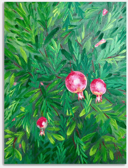 ORIGINAL HANDMADE ACRYLIC POMEGRANATE TREE PAINTING