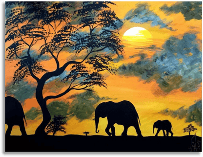 ORIGINAL HANDMADE SUNSET ACRYLIC PAINTING