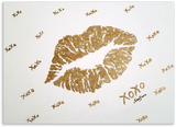 Original handmade golden lips on a canvas panel