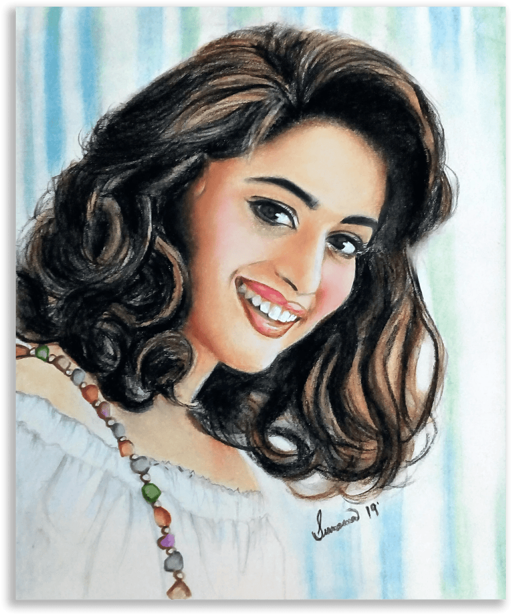 HANDMADE ORIGINAL COLOR PENCIL PORTRAIT - MADHURI – DailyDesignist