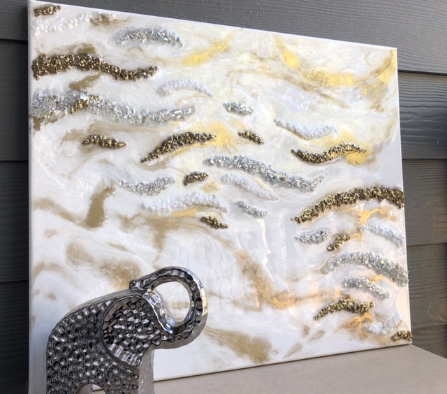 3D HANDMADE ABSTRACT GOLDEN RESIN WALL ART