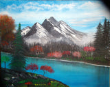 ORIGINAL HANDMADE FALL DOWN BY THE RIVER PAINTING