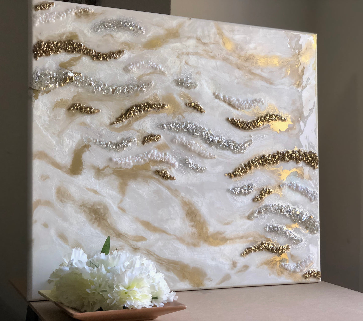 3D HANDMADE ABSTRACT GOLDEN RESIN WALL ART