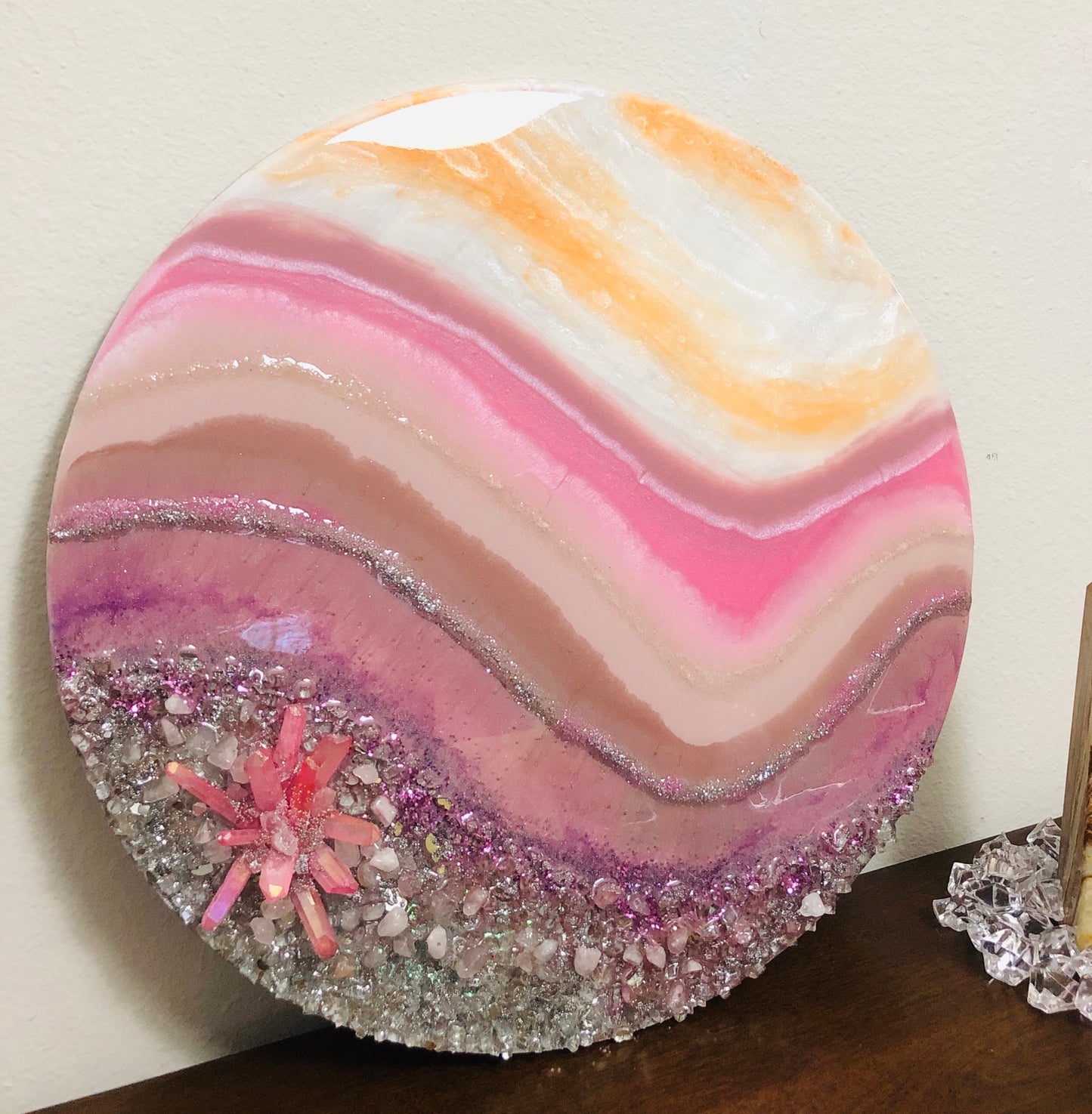 HANDMADE BLUSH ABSTRACT RESIN WALL ART