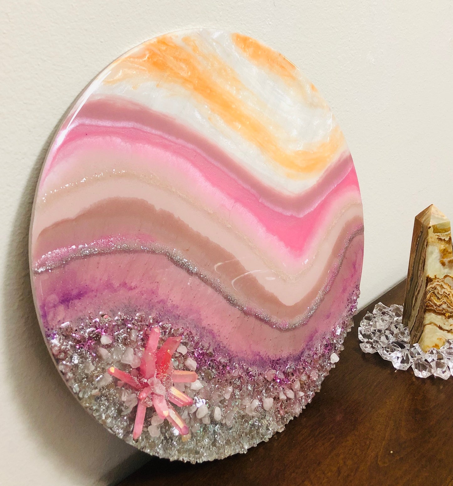 HANDMADE BLUSH ABSTRACT RESIN WALL ART