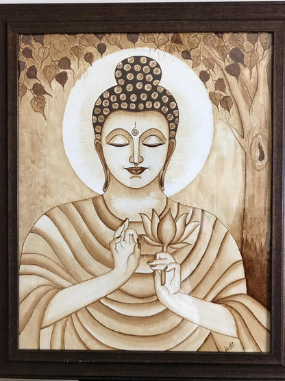 ORIGINAL HANDMADE BUDDHA COFFEE PAINTING