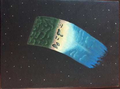 ORIGINAL HANDMADE EARTH IN SKY OIL CANVAS PAINTING